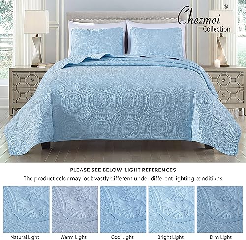 Vista 85 de Chezmoi Collection Austin - Juego de colcha tamaño Queen de 3 piezas Pinsonic acolchada de gran tamaño, tamaño Queen, terracota