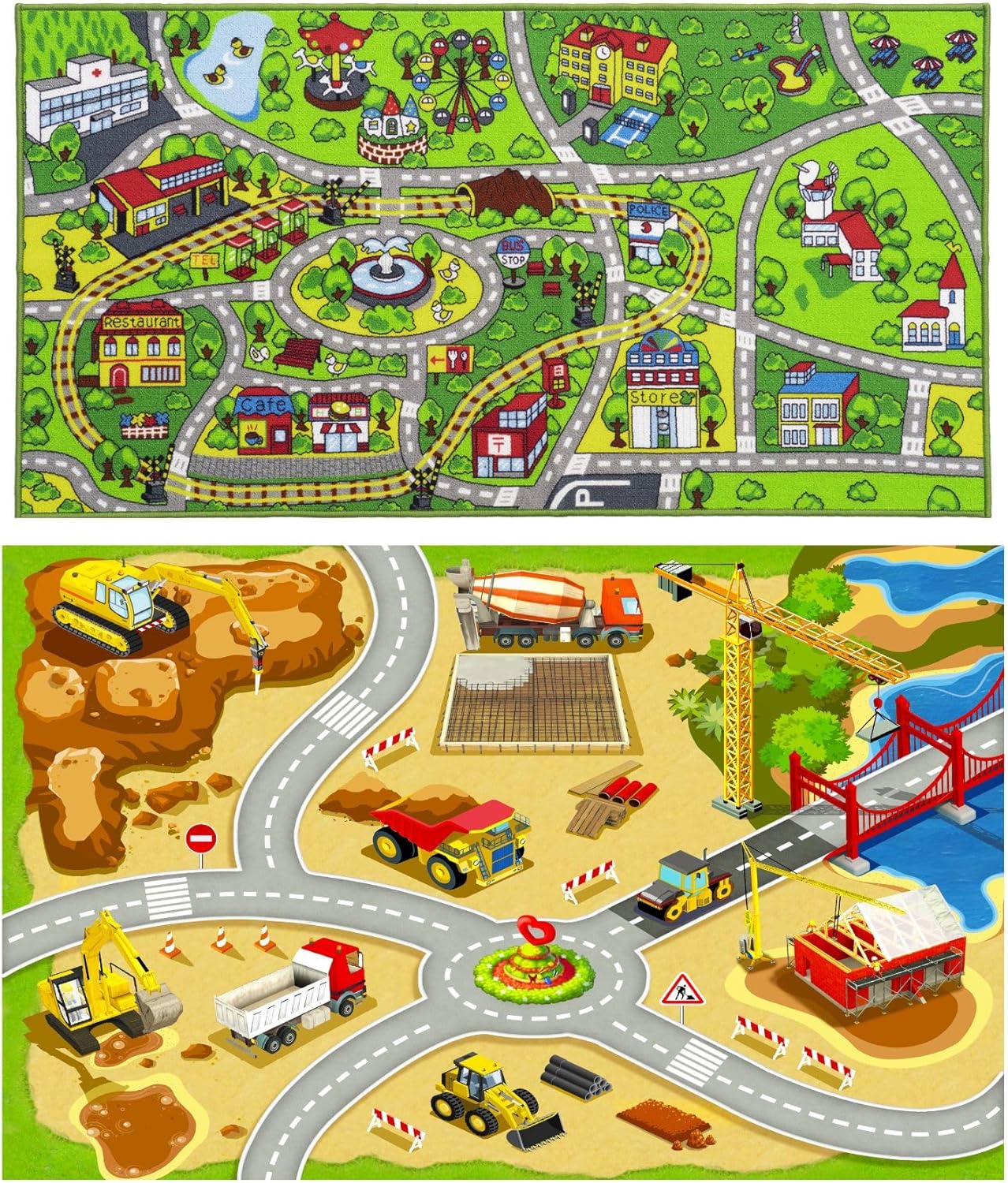 Kids Car Rug Car Mat for Kids Toy Cars,Construction Rug,Kids Carpet Playmat Rug Kids Car Play Rug Play Mats for Floor