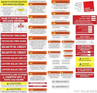 Photovoltaic Solar System Installer Label Kit | 57 Pack | 2020 | 2017 Code | Electrical Panel Safety | PV Warning Set | Caution Solar Circuit | Made in USA