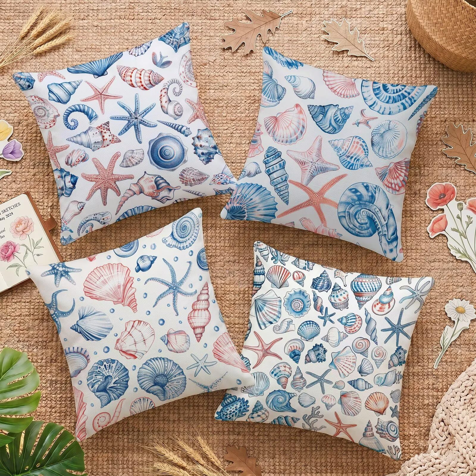 Housses de coussin 60x60cm imperméables en velours océan pour le jardin et salon