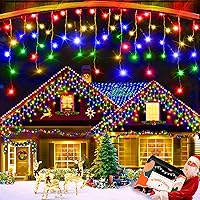 Vista 19 de XURISEN Luces de Navidad de 66 pies para decoración al aire libre, 640 LED, 8 modos, cortina de luces con 120 gotas, temporizador impermeable