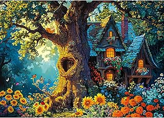 HUADADA Puzzle 1000 Pieces for Adults and Children, Impossible Game, Puzzle Gift, Clever Puzzles, Colourful Puzzle with Wonderful Tree House Motif