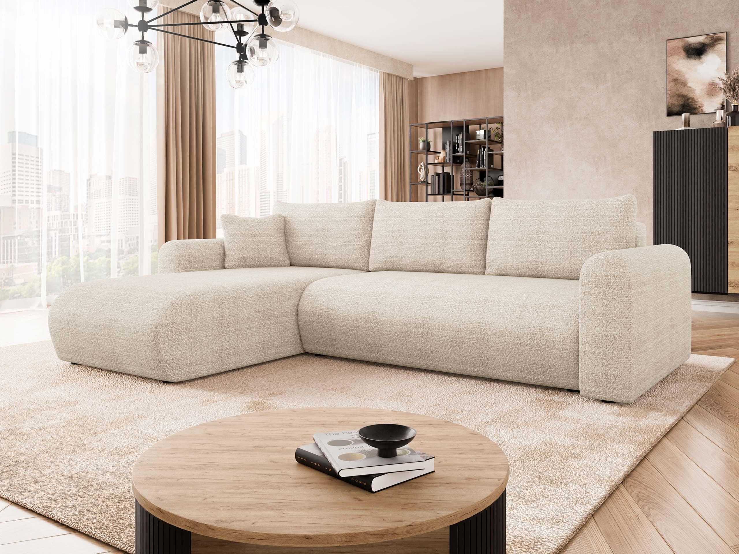 Mirjan24 Ecksofa Eliwo, Design Eckcouch, Couch mit Schlaffunktion und Bettkasten, Wohnlandschaft, Bettfunktion L-Form Sofa, Ottomane universell (Taro 01)
