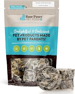Raw Paws Cod Skin for Dogs, 5-oz (Rolls) – Icelandic Fish Skin Dog Treats - Single Ingredient Fish Chews for Dog
