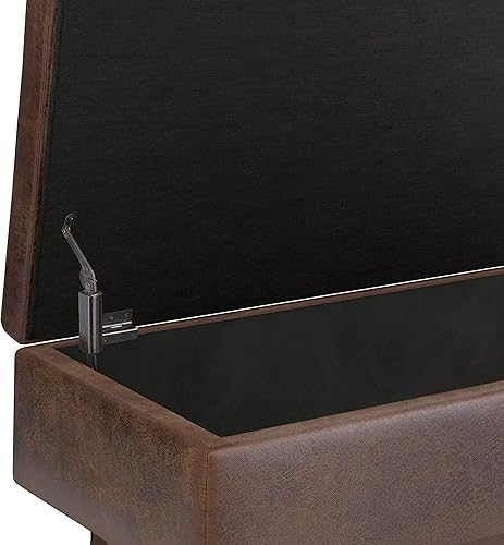 Miniatura 66 de SIMPLIHOME Owen - Bandeja rectangular moderna de mediados de siglo de 34 pulgadas de ancho, otomana pequeña para almacenamiento de mesa auxiliar, en