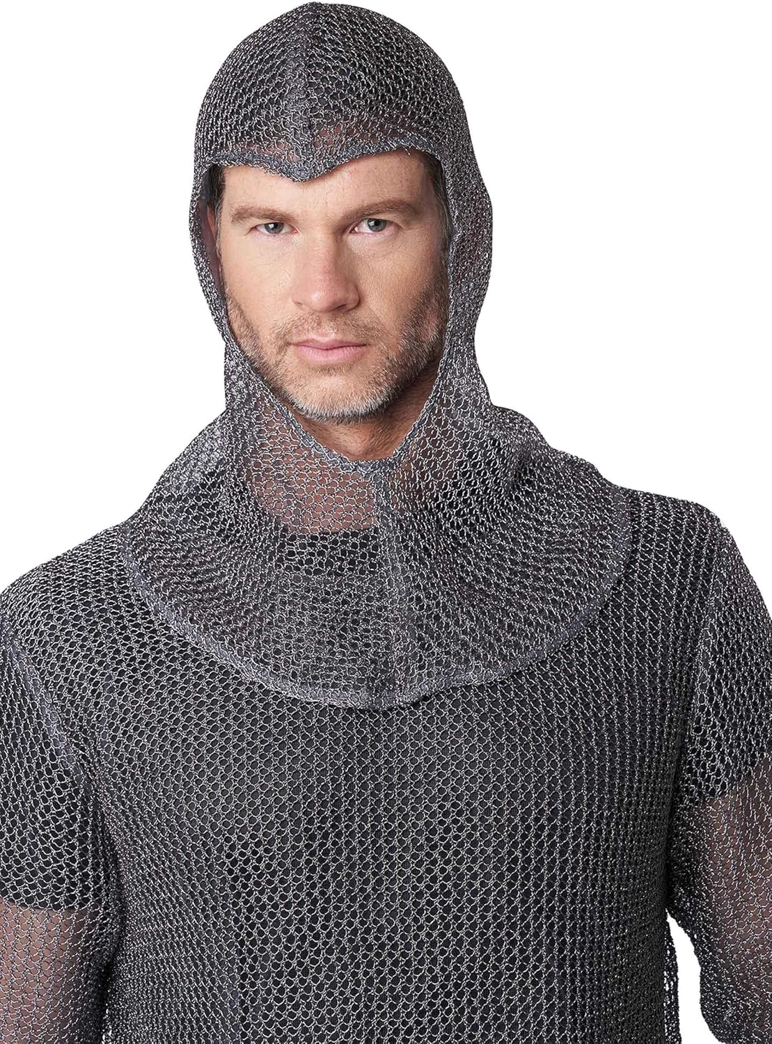 Adult Metallic Knit Chainmail Tunic & Cowl Costume