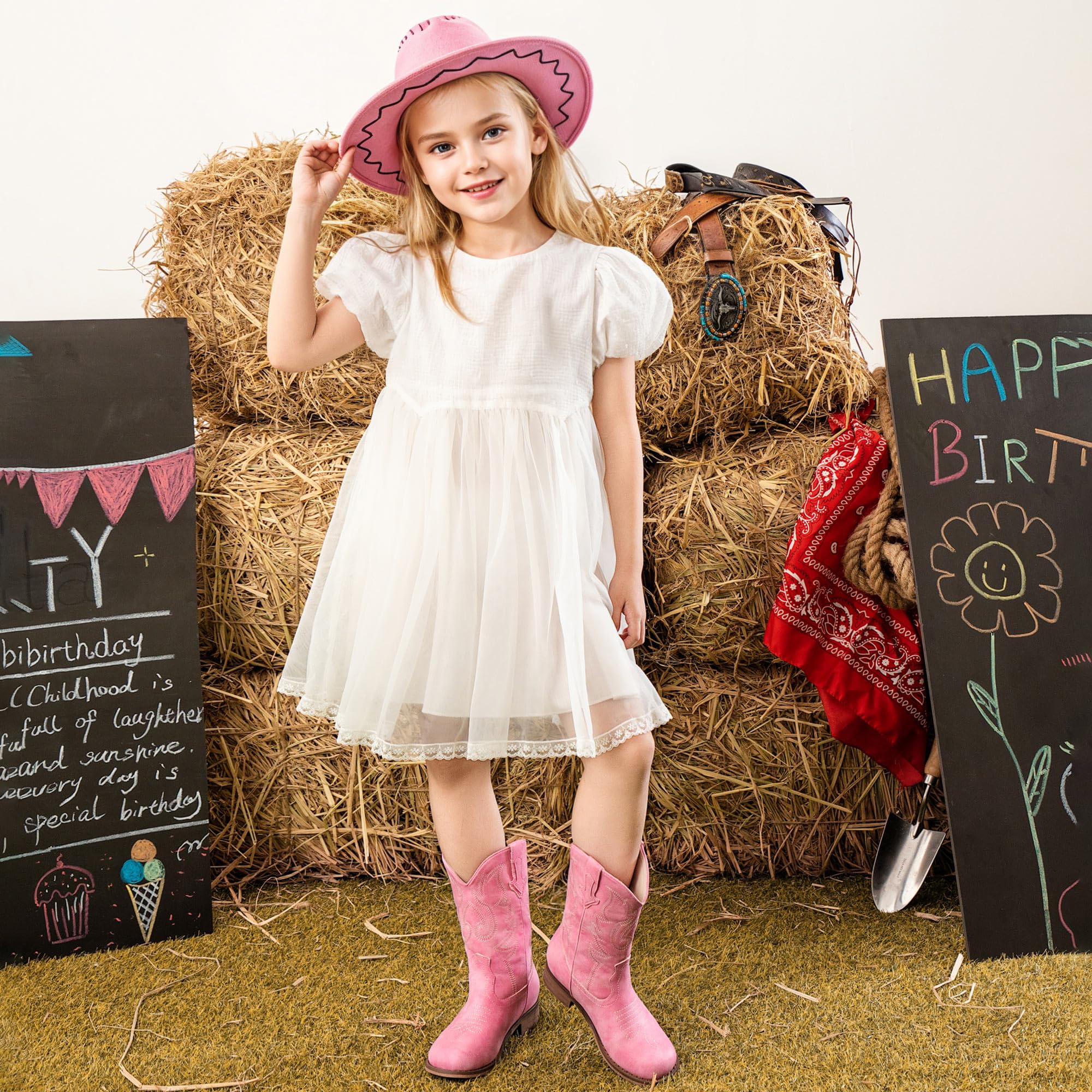 Motasha Girls Cowgirl Boots Toddler Girls Boots Pink Cowboy Boot For Girl  Size Little Big Kids Boot Western Riding Shoes Party Birthday