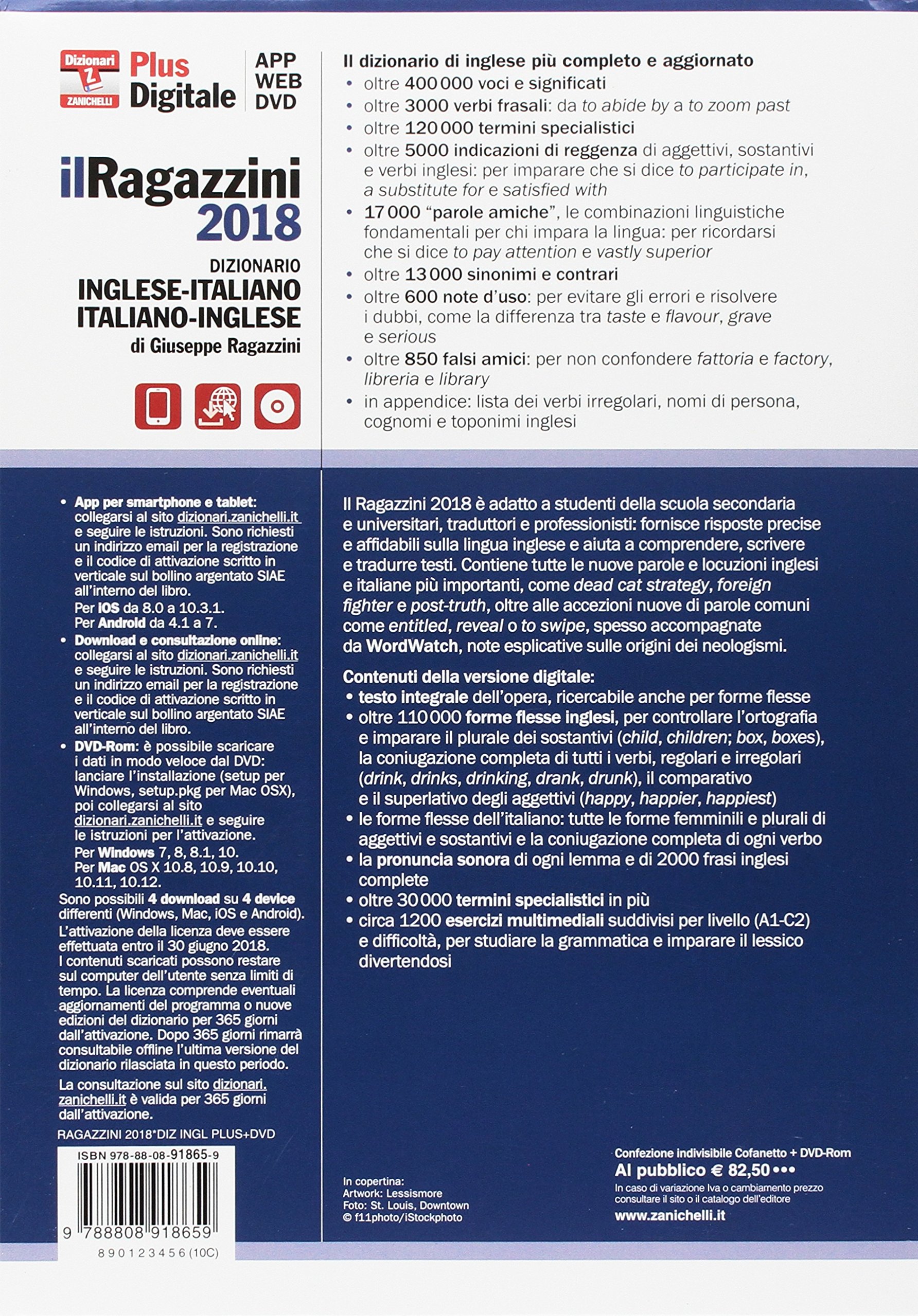 Il Ragazzini 2018. Dizionario inglese-italiano, italiano-inglese. Plus digitale. Con Contenuto digitale (fornito elettronicamente). Con DVD-ROM