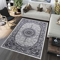 NAAR Absztrakt Vintage Szőnyeg 120x180 cm - Rövid Szálú, Puha Sötétkék/Krém Szőnyeg Nappaliba, Hálóba, Étkezőbe, Irodába - Oeko-Tex Minősíte 1