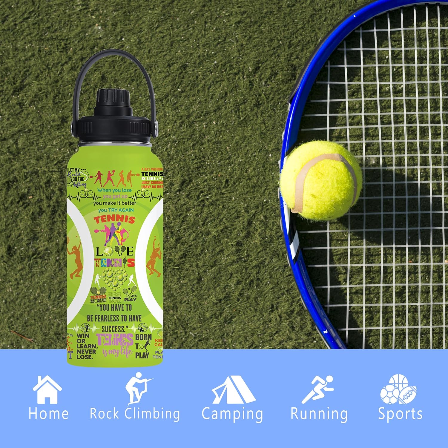 Tennis Water Bottle 32oz Stainless Steel Tumbler Insulated Bottles For Men Women Tennis Gifts For Sport Lover Player Fan Coach - Image 6