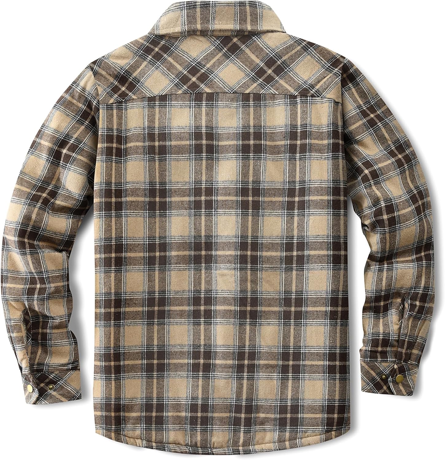 Men's Sherpa Lined Cotton Flannel Shirt Jacket Plaid Button Up Jacket Coat for Men with Pocket - Image 2