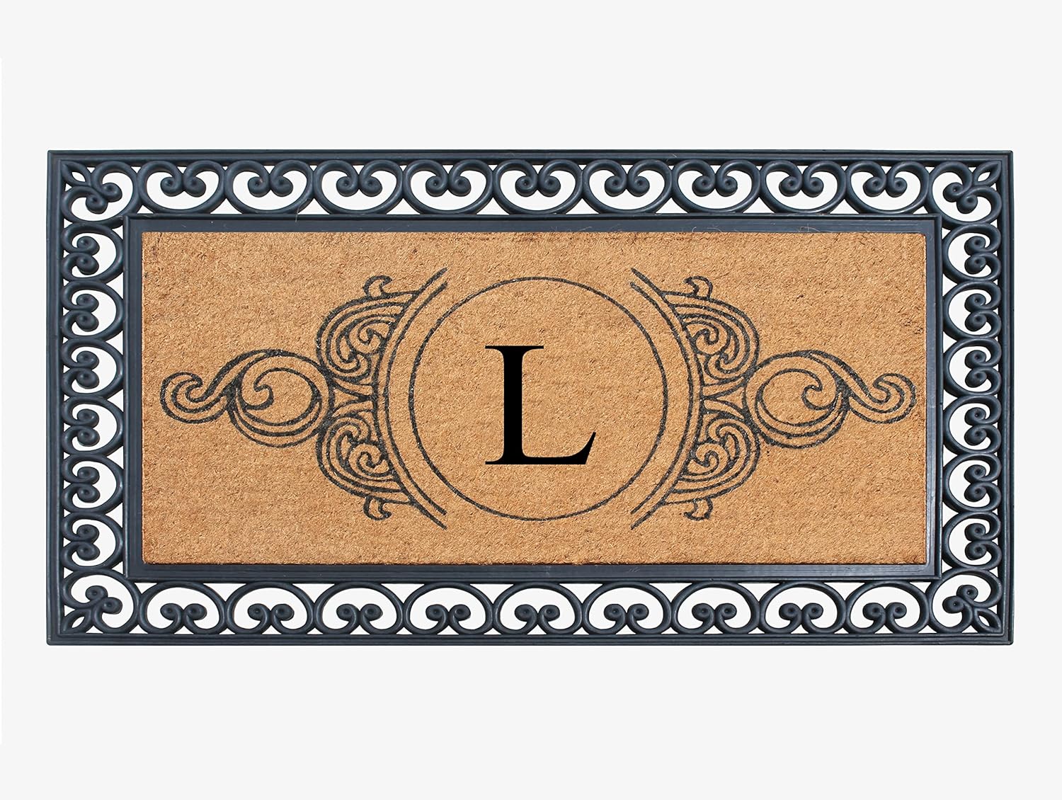 A1HC Natural Coir Monogrammed Door Mat For Front Door, 30"x48", Anti-Shed Treated Durable Doormat for Outdoor Entrance, Heavy Duty, Low Profile, Easy to Clean, Long Lasting Front Porch Entry Rug