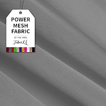 FabricLA Power Mesh Fabric 4 Way Stretch 60" Wide - Lightweight Sheer Mesh Cloth - 90% Nylon 10% Spandex for Sewing Dancewear Sportswear Lingerie - Grey, 1 Yard Pre Cut