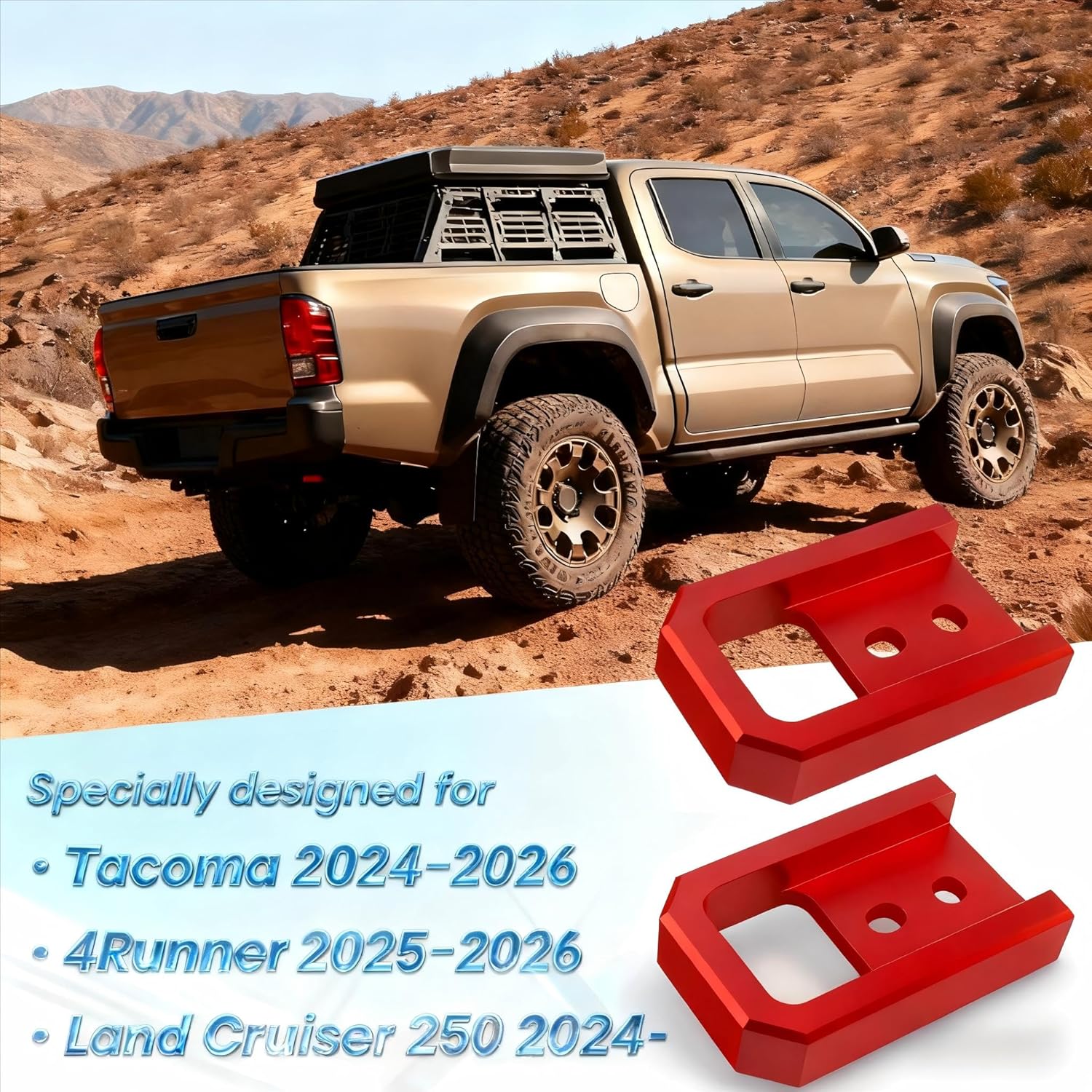 CulinaryEdge 2-Piece Set Car Front Tow Hooks for Toyota Tacoma Accessories 2024 2025 2026, Recovery Points Red Hooks Compatible with Toyota Tacoma 4runner 2025-2026