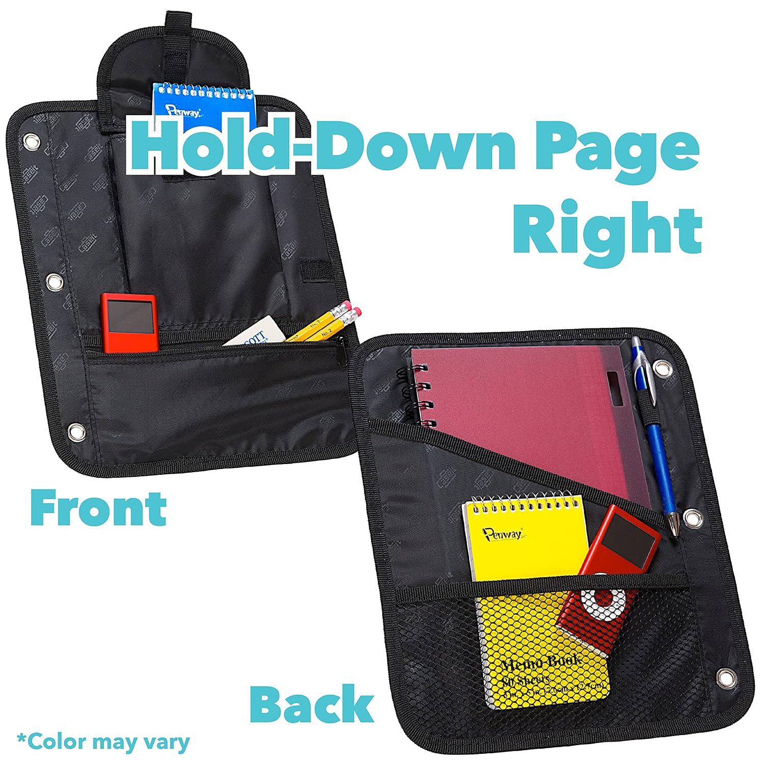 Case-it Dual 2-in-1 Zipper Binder, Two 1.5in D-Rings, 600 Sheet Capacity, Pencil Pouch & Multiple Pockets, School & Office Organizer with Shoulder Strap, Dual-101 Monster Design Purpal (Pack of 6)
