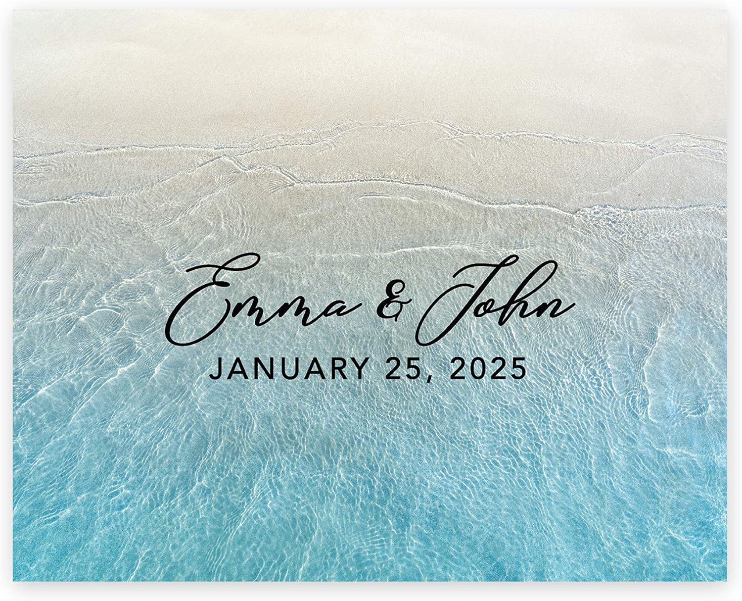 Andaz Press Custom Large Canvas Wedding Guest Book Alternative 16 x 20 Inches Tropical Sand Beach Horizontal Personalized Guest Book Signs for Wedding Welcome Sign for Beach Destination Wedding