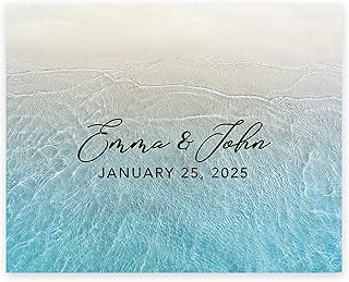 Andaz Press Custom Large Wedding Canvas Guestbook Alternative, 16 x 20 Inches, Tropical Sand Beach, Horizontal Personalized Sign Our Canvas, Welcome Sign for Beach Destination Wedding Theme