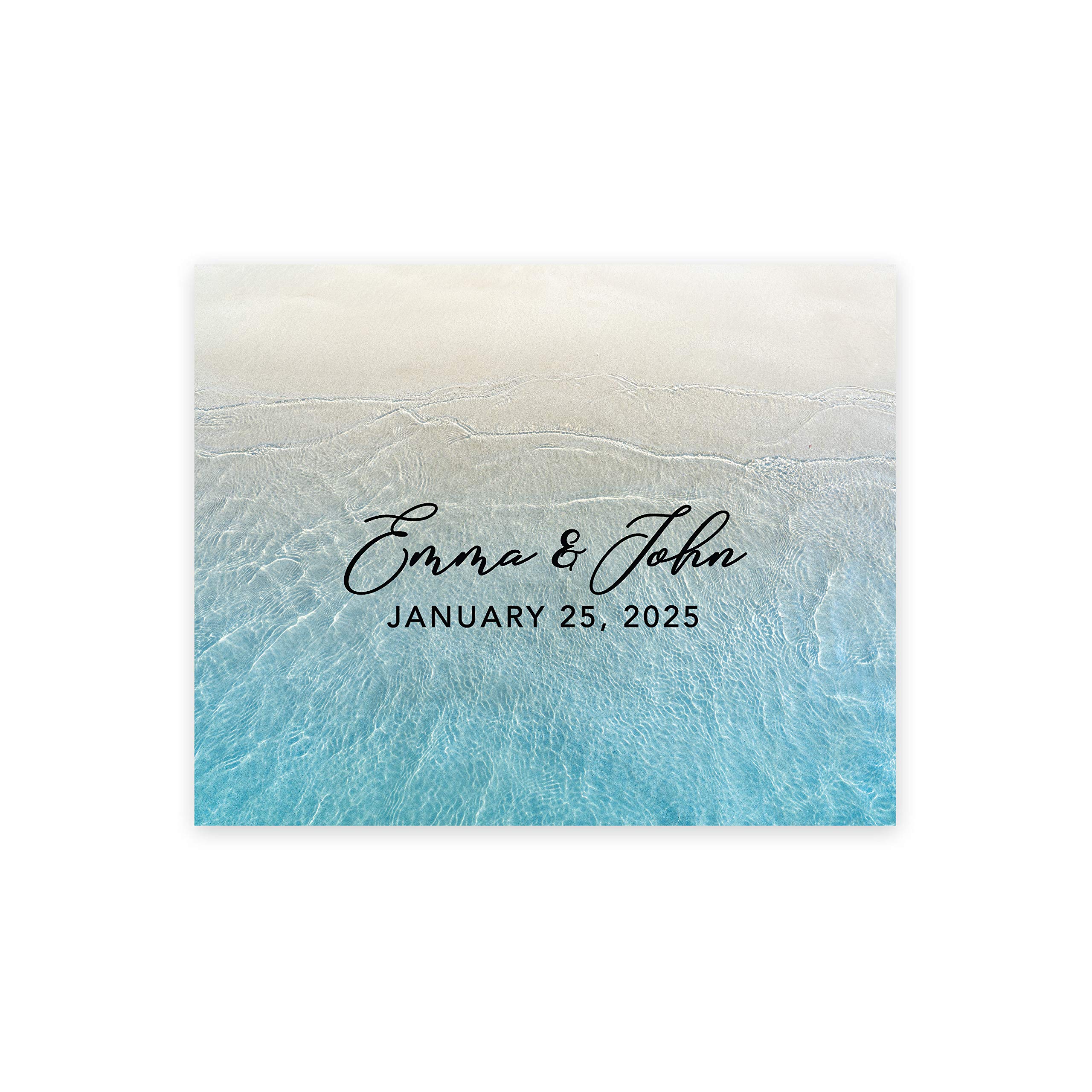 Andaz Press Custom Large Wedding Canvas Guestbook Alternative, 16 x 20 Inches, Tropical Sand Beach, Horizontal Personalized Sign Our Canvas, Welcome Sign for Beach Destination Wedding Theme