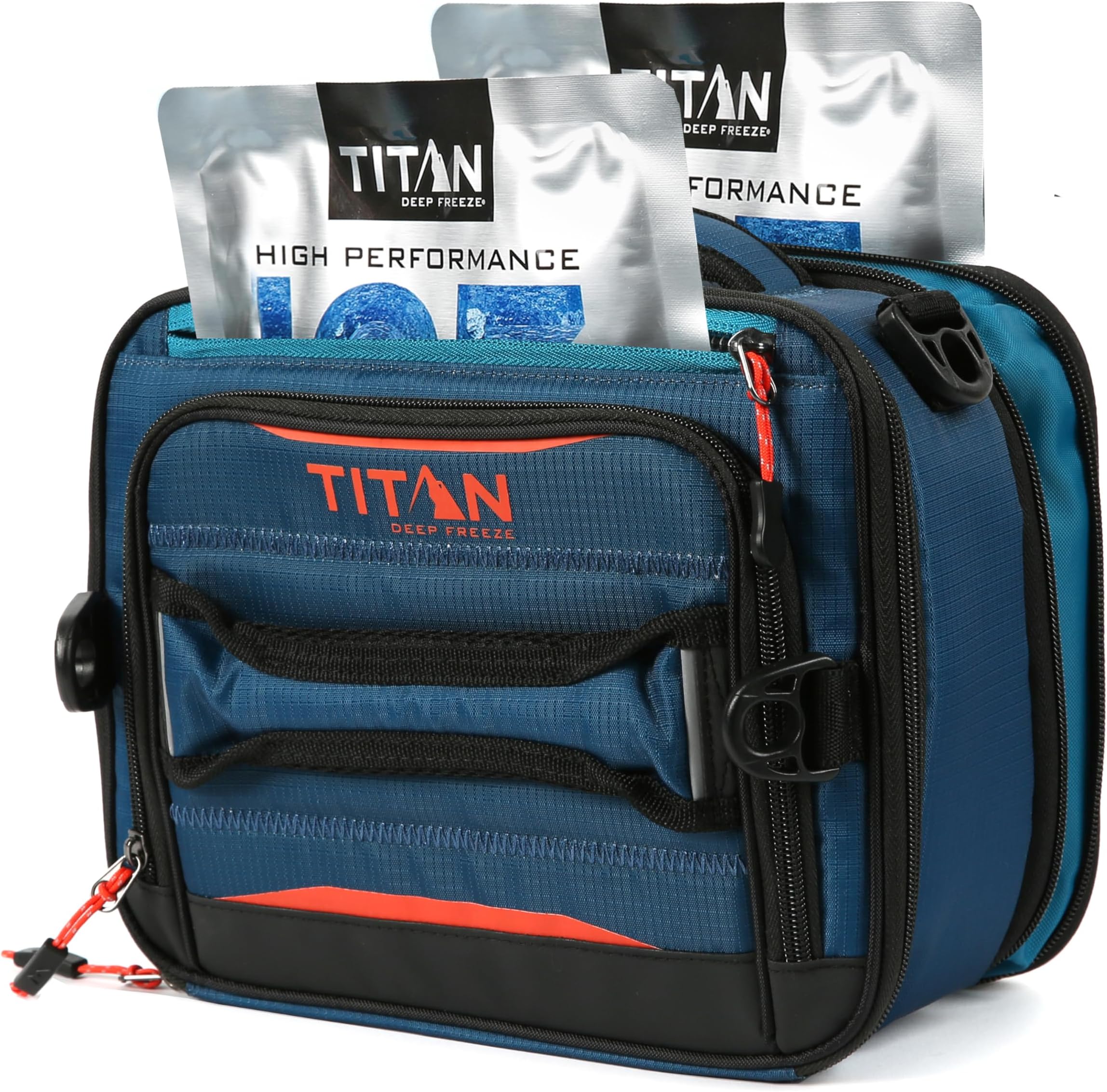 Arctic Zone Titan Deep Freeze Fridge Cold Expandable Insulated Horizontal Lunch Pack with 2X 250g High Performance Ice Walls, Blue
