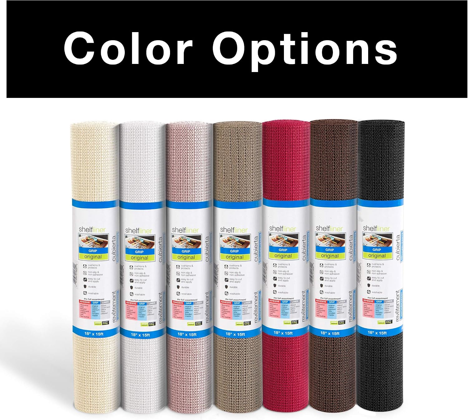 Smart Design Original Grip Shelf Liner - 12 Inch x 5 Feet - Non Adhesive, Strong Grip Bottom, Easy Clean Kitchen Drawer, Cabinet, Cupboard Dresser Protector Cover, Non Slip Rubber Mat - Black