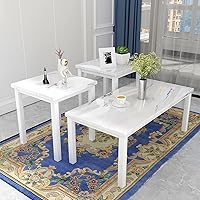Vista 1 de Recaceik Coffee Table Set of 3, Modern Living Room Table Set, Faux Marble Coffee Table and End Table Sets, Simple & Stylish Center Tables for Living