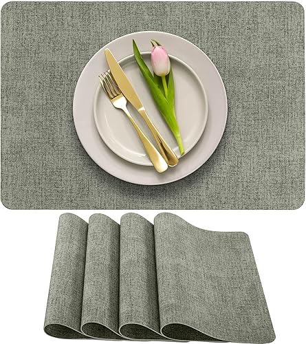 More Décor - Manteles individuales de piel sintética para comedor y mesa de cocina, resistentes a las manchas y al calor, antideslizantes, lavables,