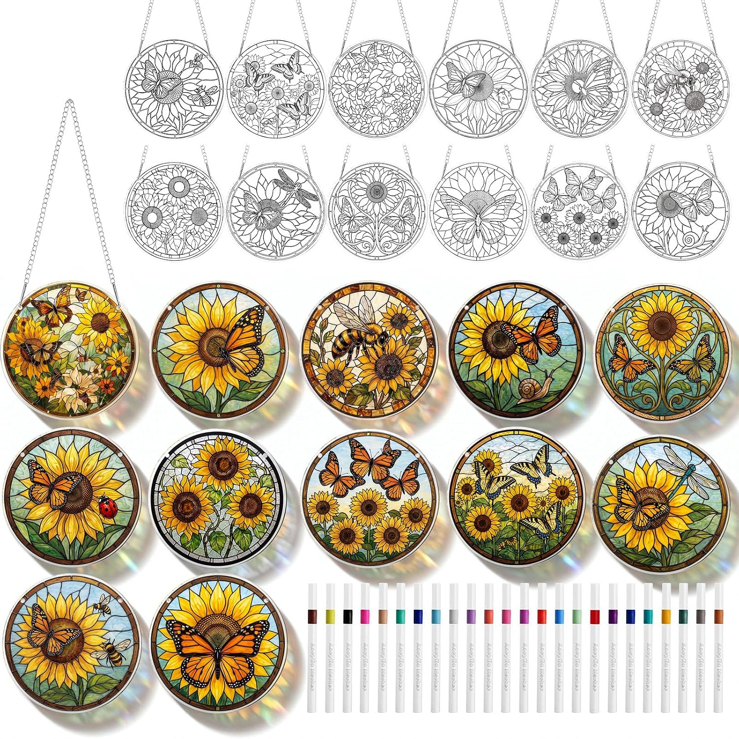 36 Pcs Hummingbird Suncatcher Craft Kit DIY Stained Glass Art