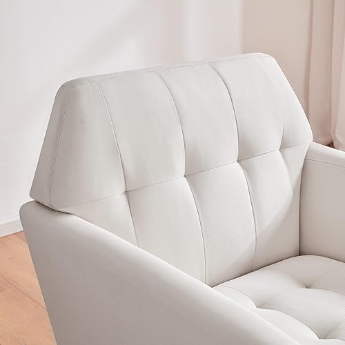 Miniatura 6 de Kingfun Sillas decorativas de tela de lino para dormitorio, sillón moderno de mediados de siglo para sala de estar, cómoda silla de lectura, silla