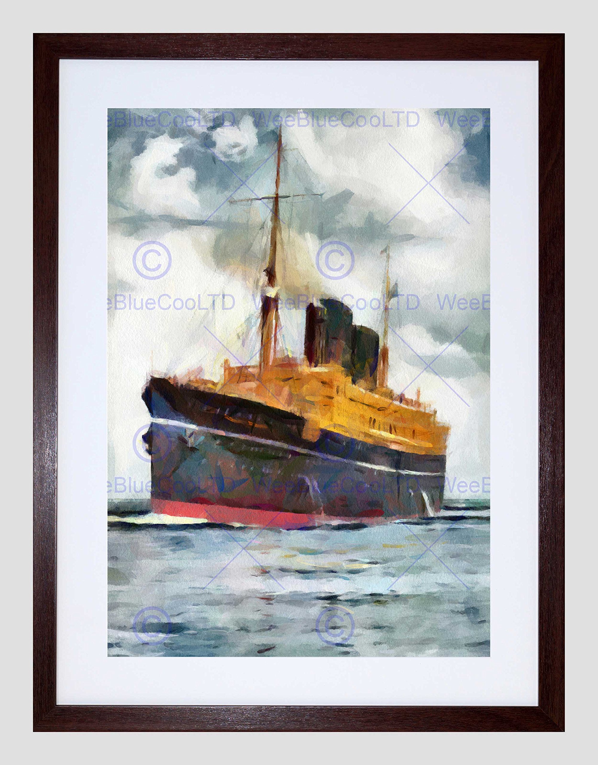Wee Blue Coo P&o Vicroy Of India Mail Passenger Cruise Ship Watercolour Framed Wall Art Print
