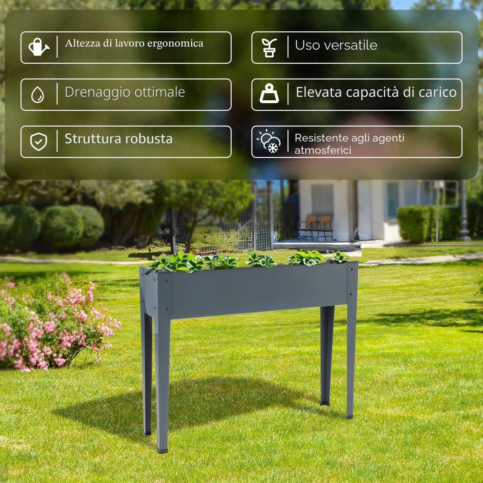 AREBOS Aiuola Rialzata 101,5 x 26 x 80 cm | Fioriera da Giardino e Balcone | Orto Rialzato per Verdure e Erbe | Ideale per Terrazzo