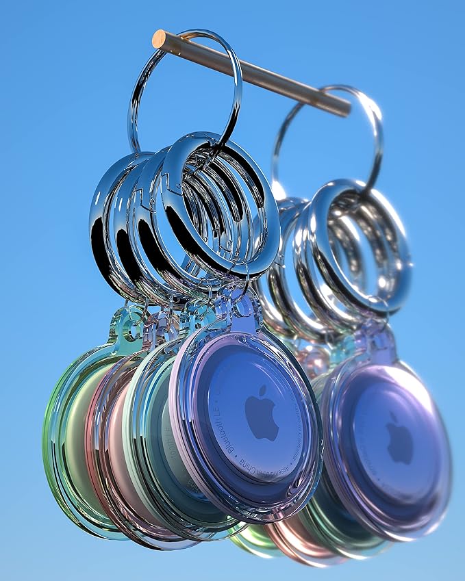 4 pack airtag keychain waterproof air tag holder for apple airtag gps tracker soft full body shockproof apple tag case for dog cat collar luggage