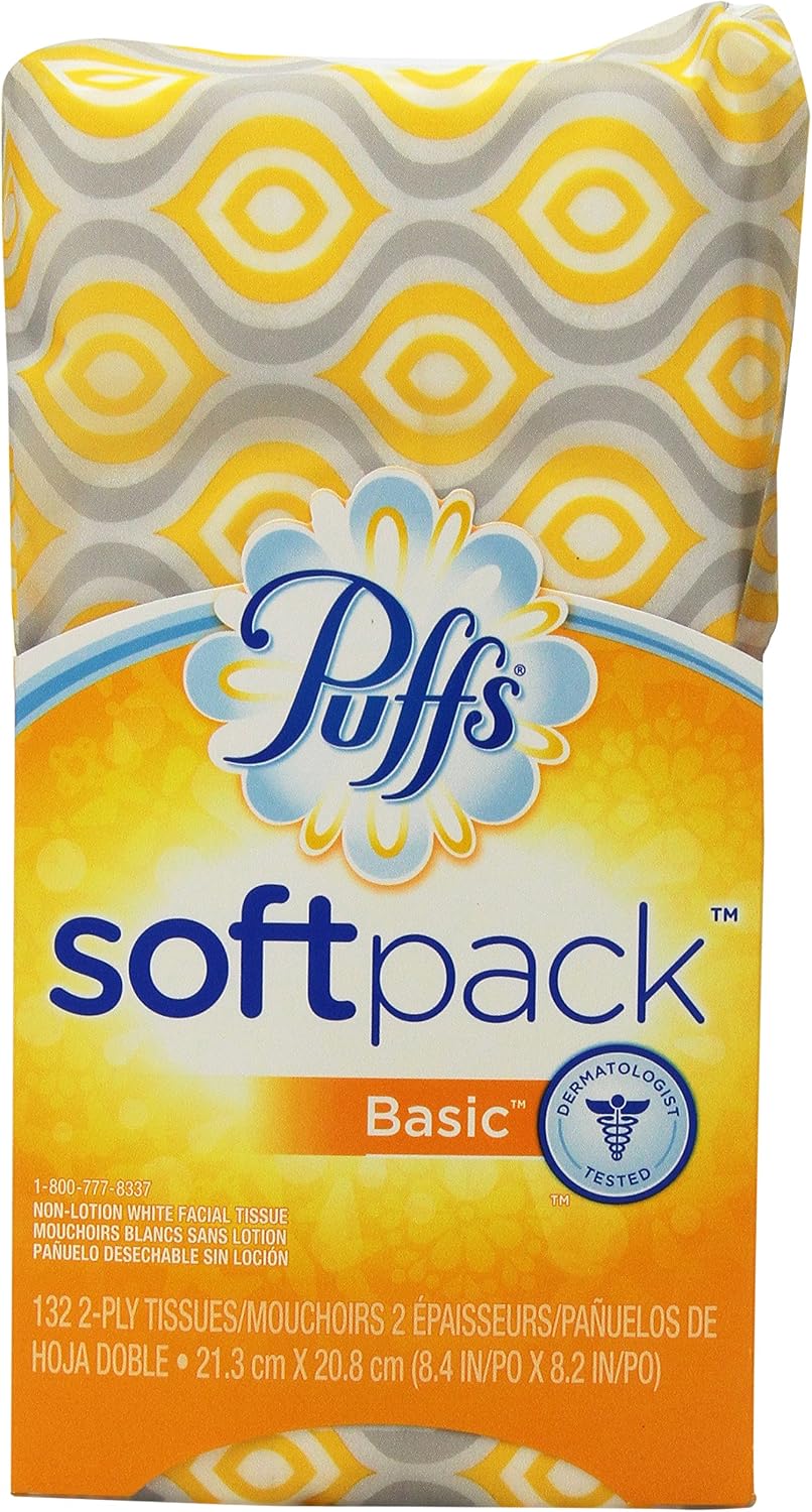 Puffs Softpack Basic Facial Tissues;132 Tissues Per Pack (Pack of 3)