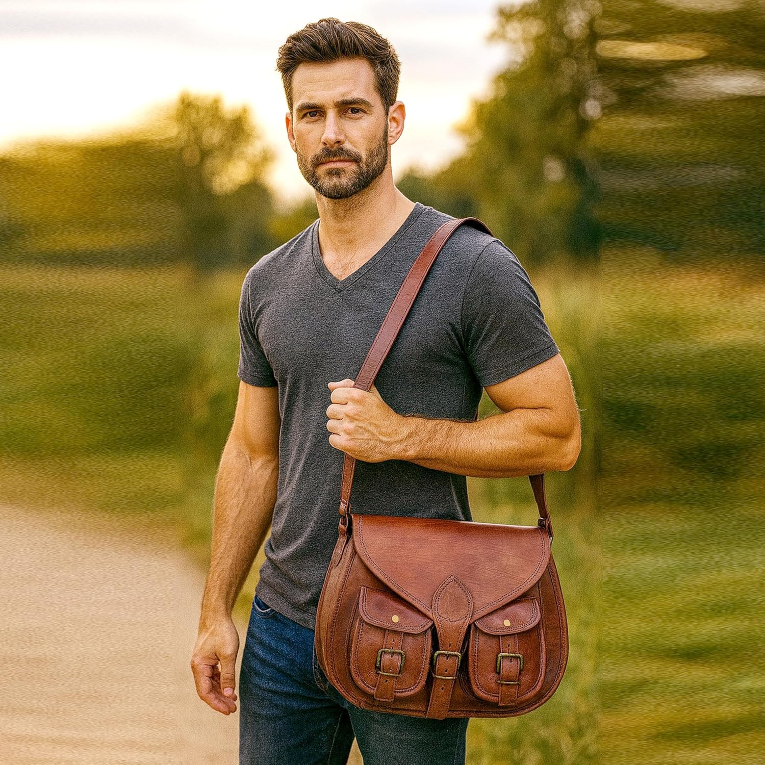 Women Leather Crossbody Satchel Ladies Purse Women Shoulder Bag Tote Travel Purse Genuine Leather Handbags 14 Inch - Image 3