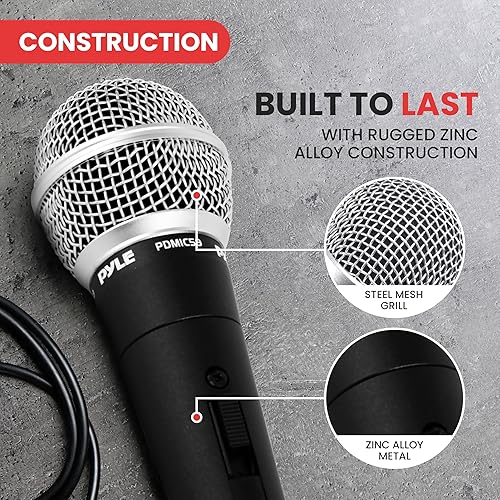 Miniatura 4 de Pyle PDMIC59 - Micrófono vocal dinámico profesional, micrófono de mano dinámico cardioide unidireccional con interruptor de encendido/apagado,