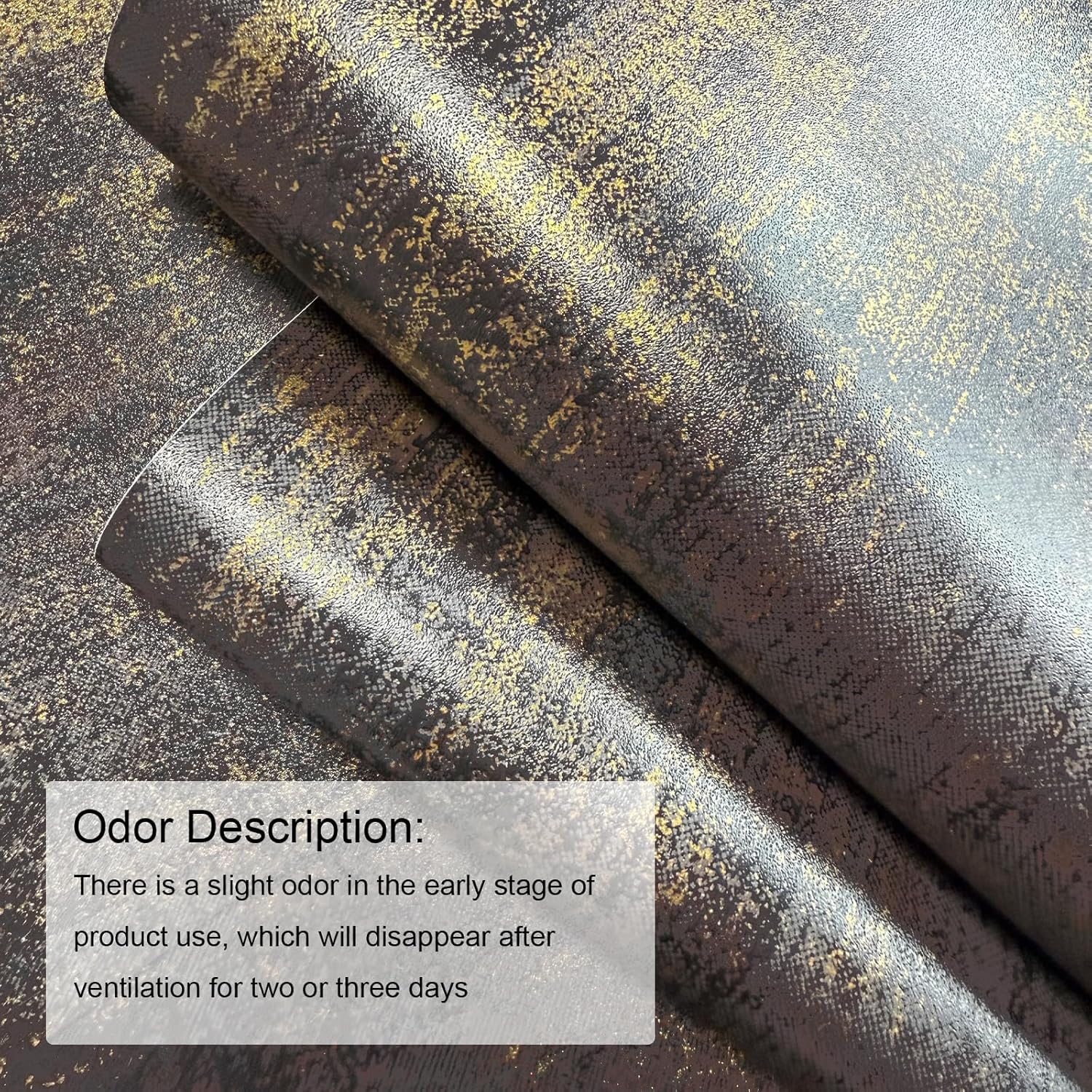 Vintage Metallic Peel and Stick Wallpaper Industrial Metallic Concrete Wall Paper Modern Stick on Wallpaper Self Adhesive Contact Paper(17.3" x 400" Black Gold)