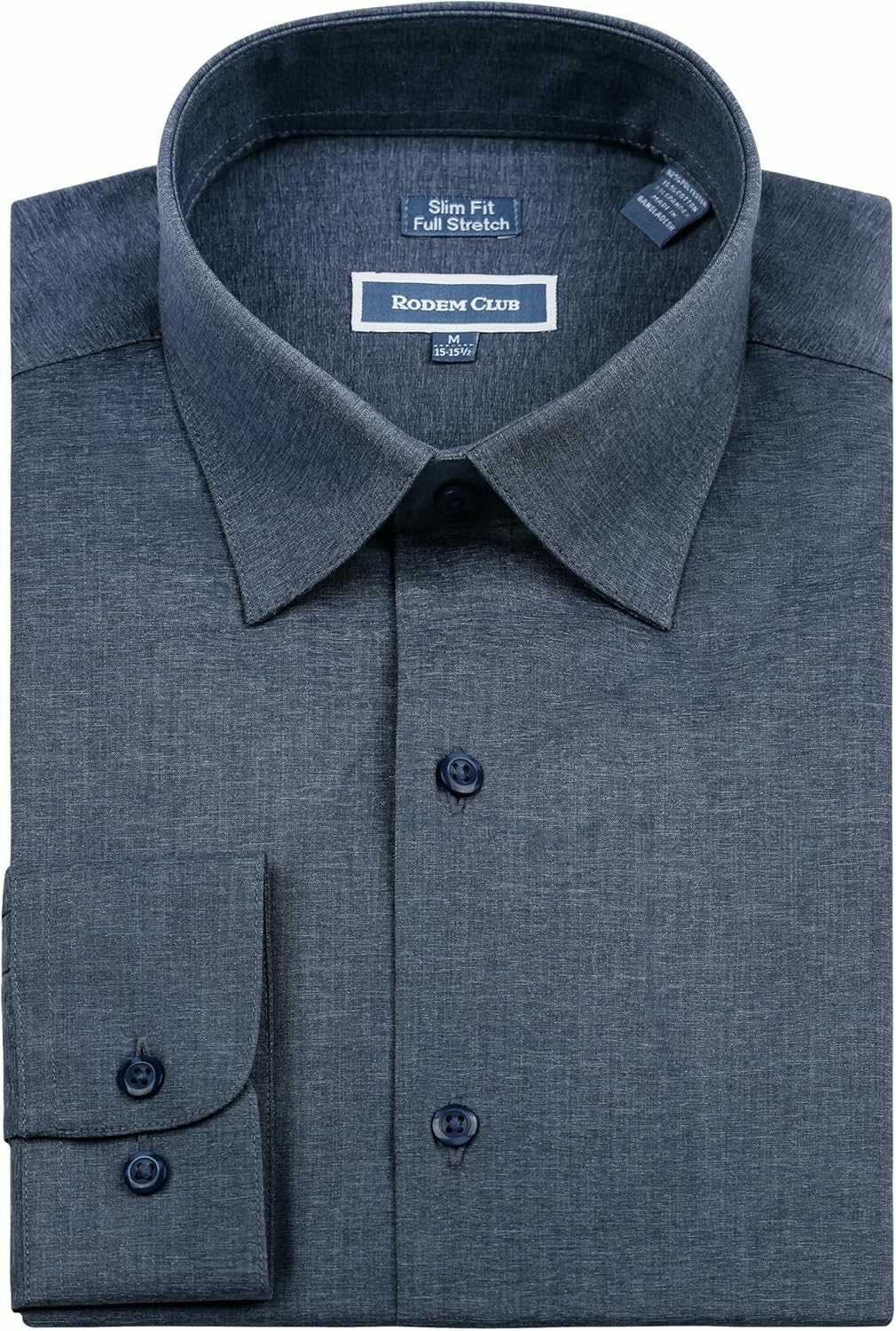 Men's Dress Shirt Long Sleeve Stretch Wrinkle-Resistant Formal Shirt Business Casual Heather Button Down Shirts - Image 3