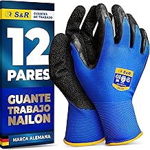 S&R Men's Work Gloves 12 Pairs Size XL/10 - Nylon and Latex Safety Gloves - 12 Pairs