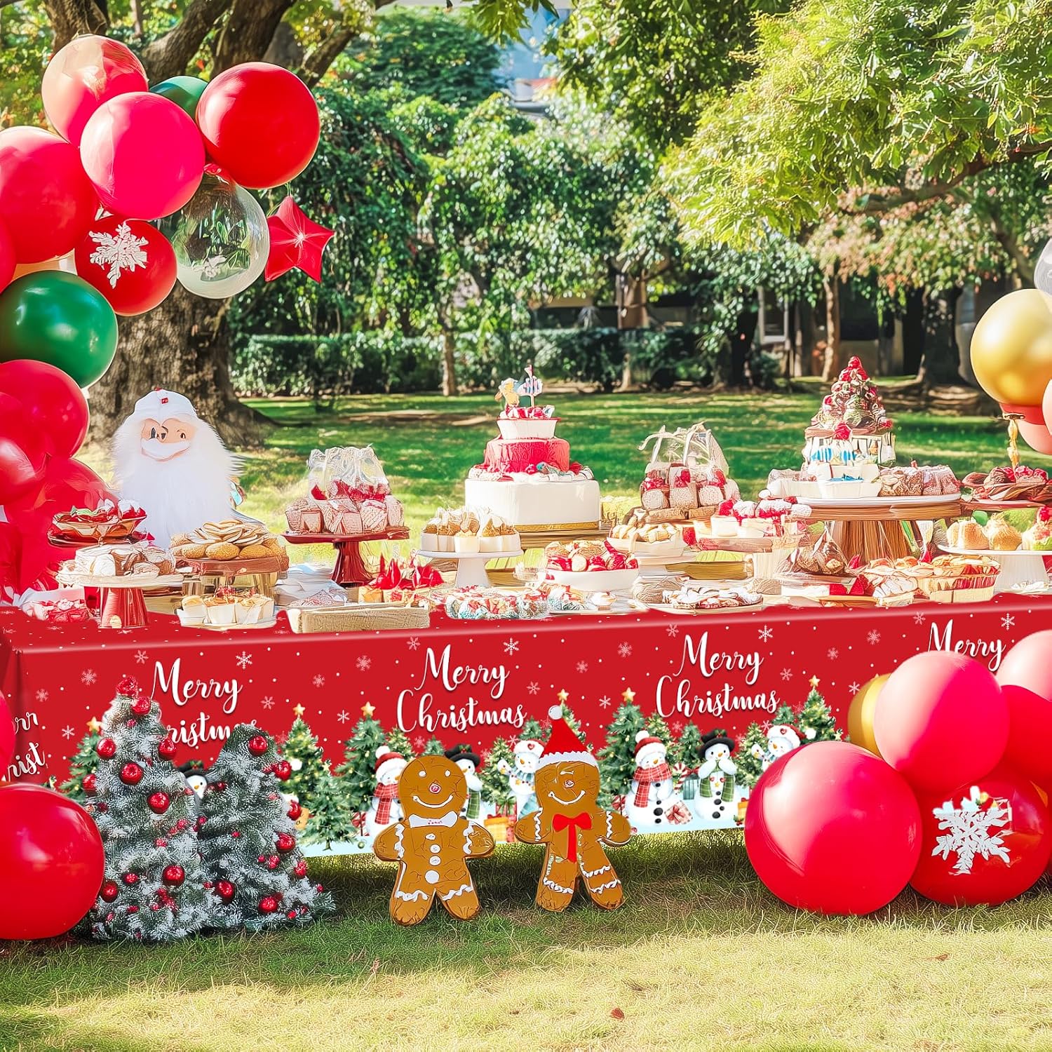 Avezano 6 Pcs Christmas Tablecloth Snowman Christmas Party Table Cloth Snowflake Xmas Table Cover for Winter Holiday Party Decorations 108 x 54 Inch