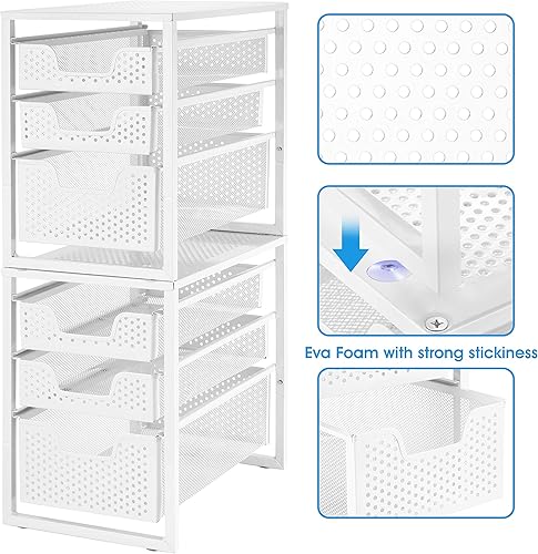 Miniatura 5 de Simple Trending - Organizador de gabinete de 3 niveles para debajo del fregadero, con cajón de almacenamiento deslizante, organizador de mesa, para