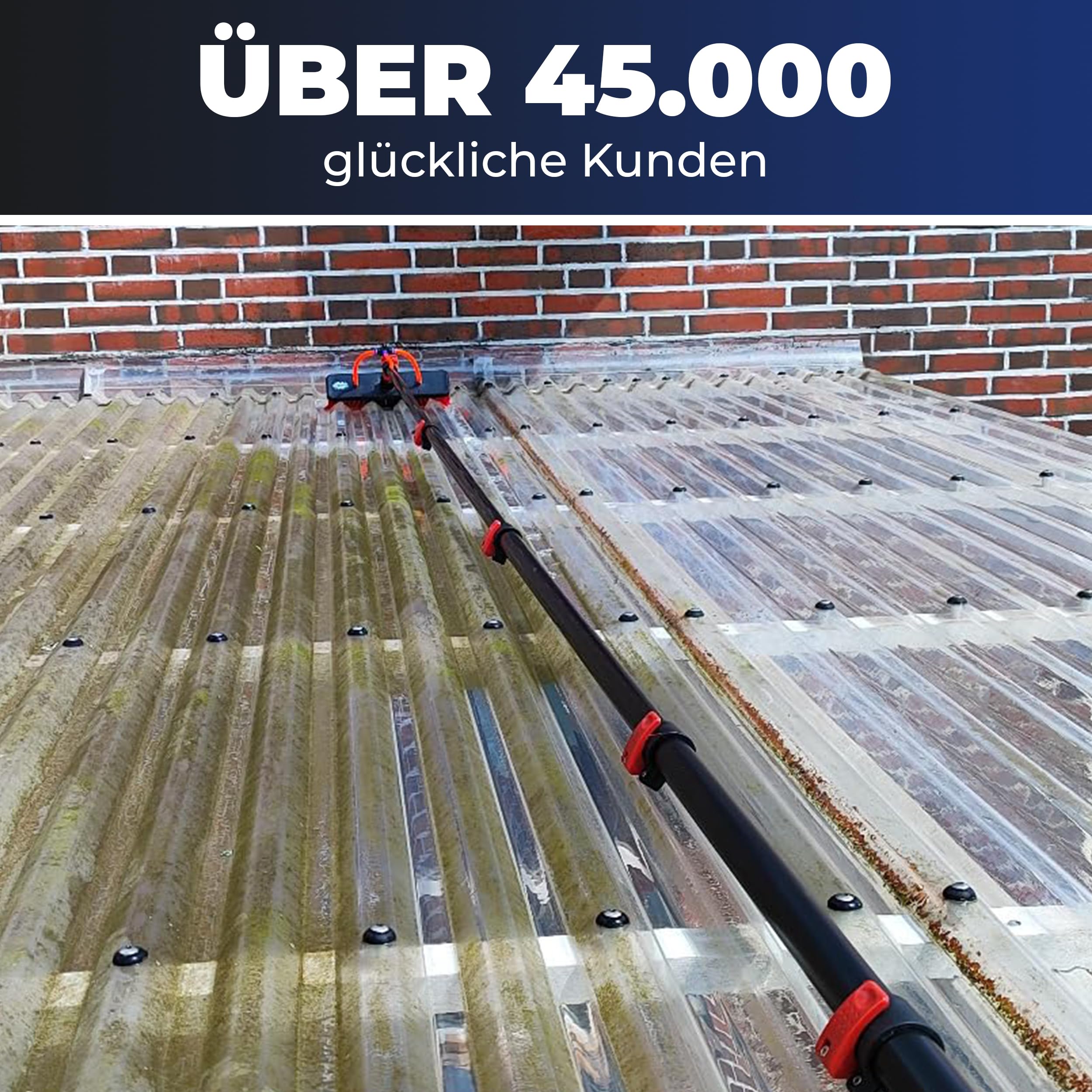 Teleskop Waschbürste | 4,6 Meter | Aluminium | Als Wintergarten Reinigungsset | Terrassendach Reiniger | PV Anlage Reinigung | Waschbürste mit Teleskopstiel | Teleskopbürste mit Wasseranschluss