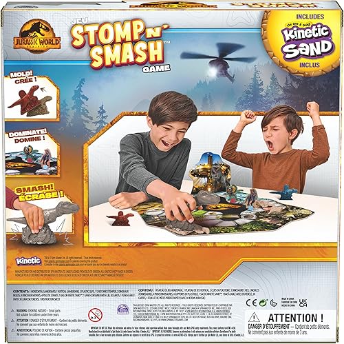 Miniatura 6 de Spin Master Games, Jurassic World Dominion, Stomp N' Smash - Juego de mesa con arena cinética, juguete sensorial de dinosaurio Jurassic Park,