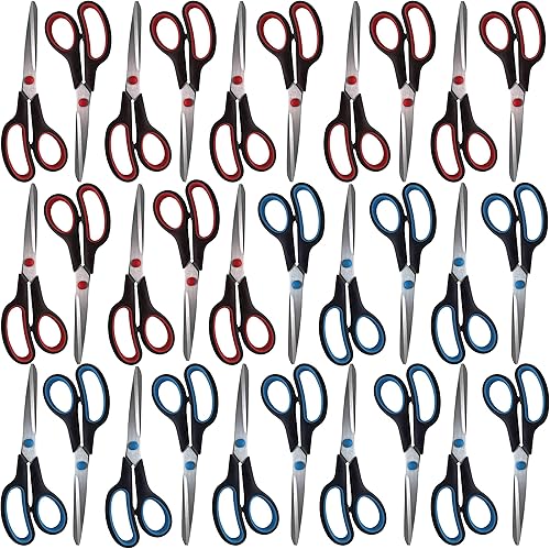 Clipco Tijeras de acero inoxidable con mango ergonómico (paquete de 30)