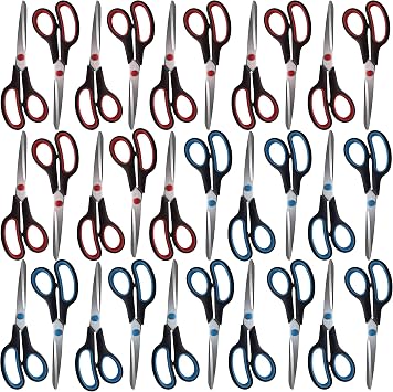 Clipco Stainless Steel Scissors with Ergonomic Handle Pack of 30