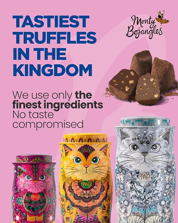 Monty Bojangles Kit-TIn 4 pack | Cocoa Dusted Chocolate Truffles 4 flavours, 144g (36g x4)
