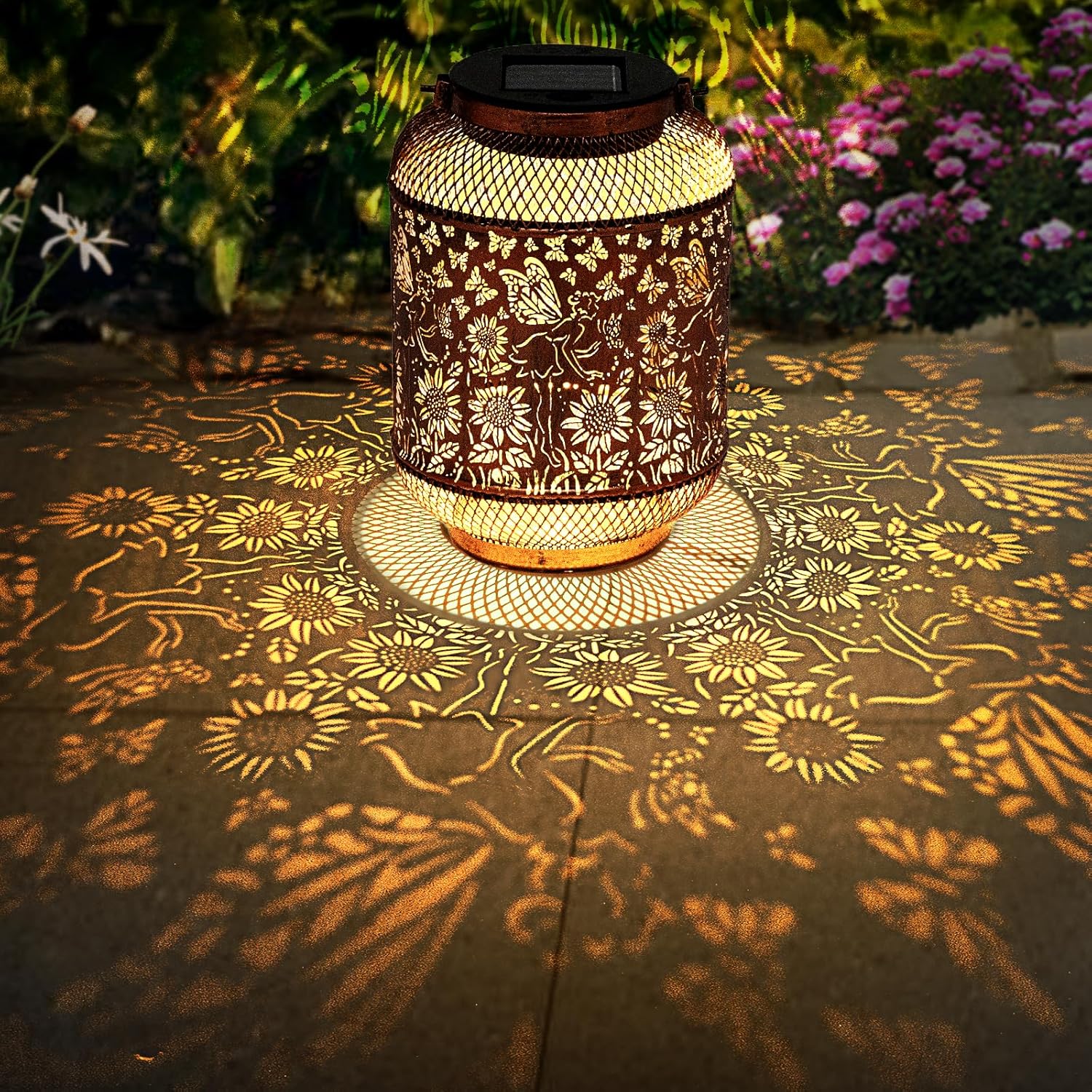 Hummingbird Solar Lantern Outdoor Waterproof Garden Decor, Christmas Gifts for Women, Mom, Metal Hanging Sunflower Solar Lights Outdoor Decoration for Yard, Patio, Tabletop, Pathway