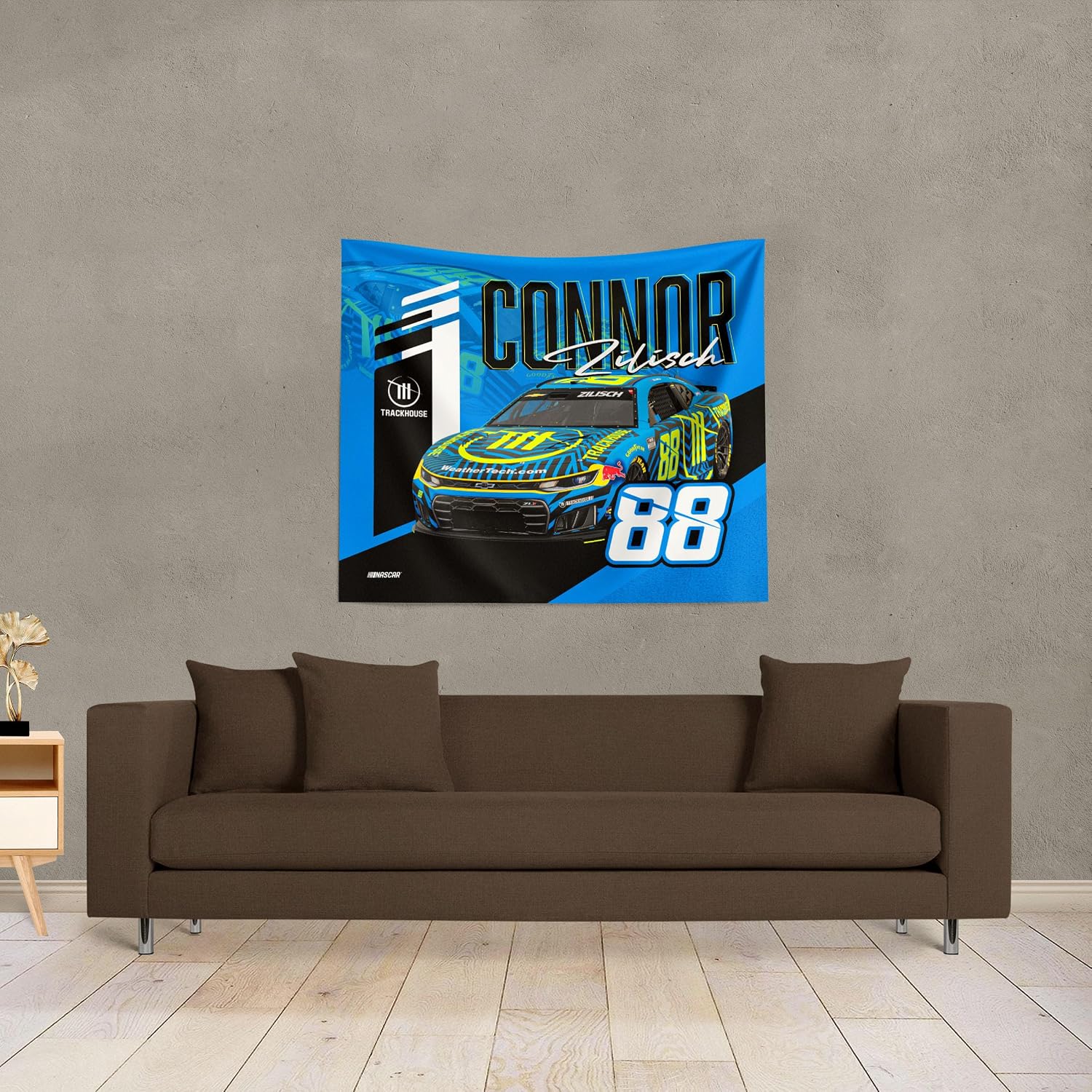 Northwest NASCAR Connor Zilisch Raising Bar Printed Wall Hanging Tapestry, 34 x 40 in, Woven Polyester Fabric, Decorative Fan Art for Bedroom Office Living Room