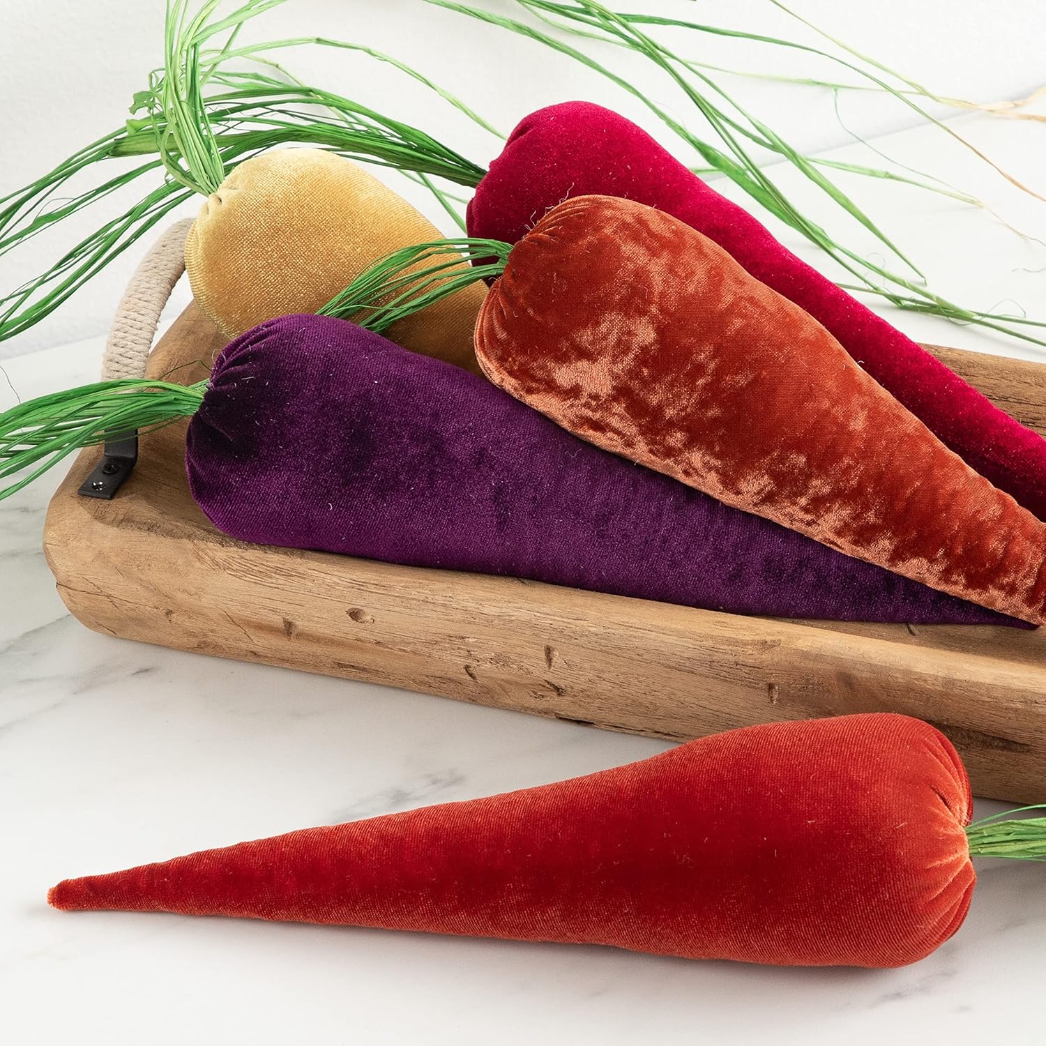 Your Heart's Content Velvet Carrots, Set of 5 Classic Colors, Harvest Tablescape, Cottagecore Decor, Farmhouse Style, Wall Hanging, Gift Idea (Set 5 Classic)