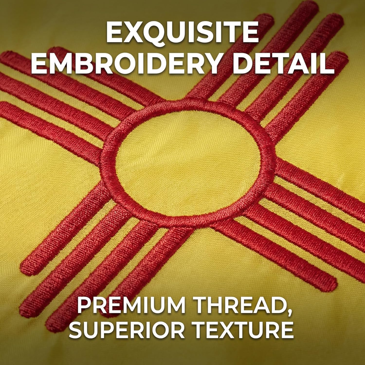 New Mexico Flag 4x6, US NM State Flags Outdoor, Luxurious Full Embroidery, Brass Grommets