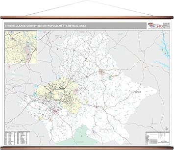 Athens Ga Zip Code Map Amazon.com: Marketmaps Athens-Clarke County, Ga Metro Area Wall Map - 2018  - Zip Codes - Laminated With Wooden Rails - 64W X 48H Inches : Office  Products