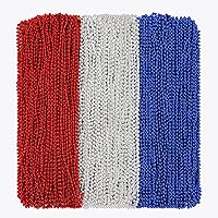 Vista 17 de Cuentas de Mardi Gras, 120 collares de cuentas, cuentas blancas de 33 pulgadas a granel, accesorios de Mardi Gras, mantas de desfile de disfraces